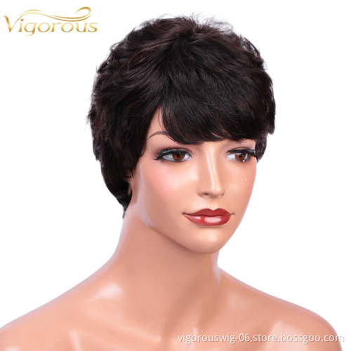 Glueless Short Cheap Wholesale Vendors Brazilian Natural Pixie Cut 10A Wig For Black Women 100% Natural Raw Human Hair Wigs